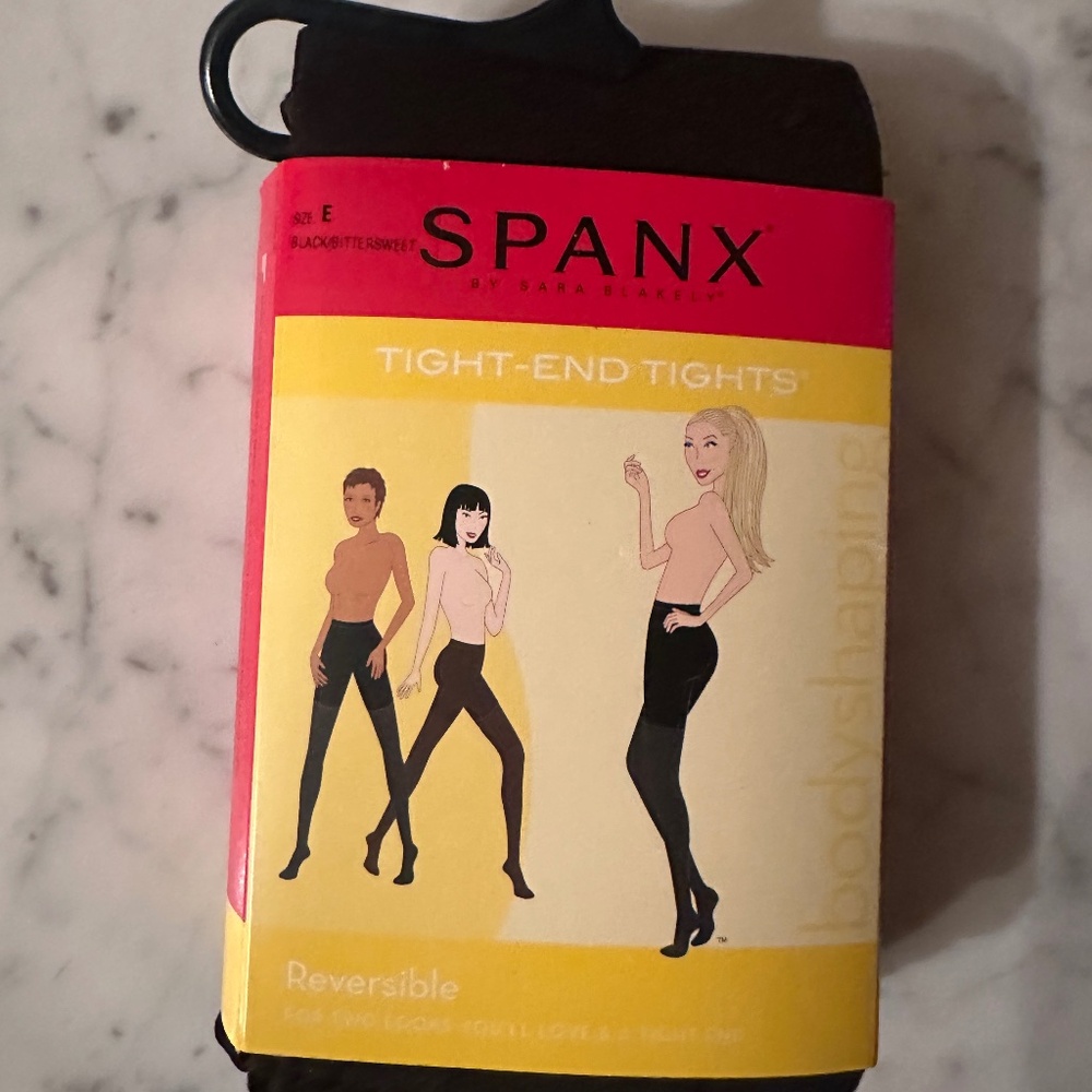 SPANX Reversible Tight-End Shaping Tights Size E Black/Bitter Sweet NWT + 1
